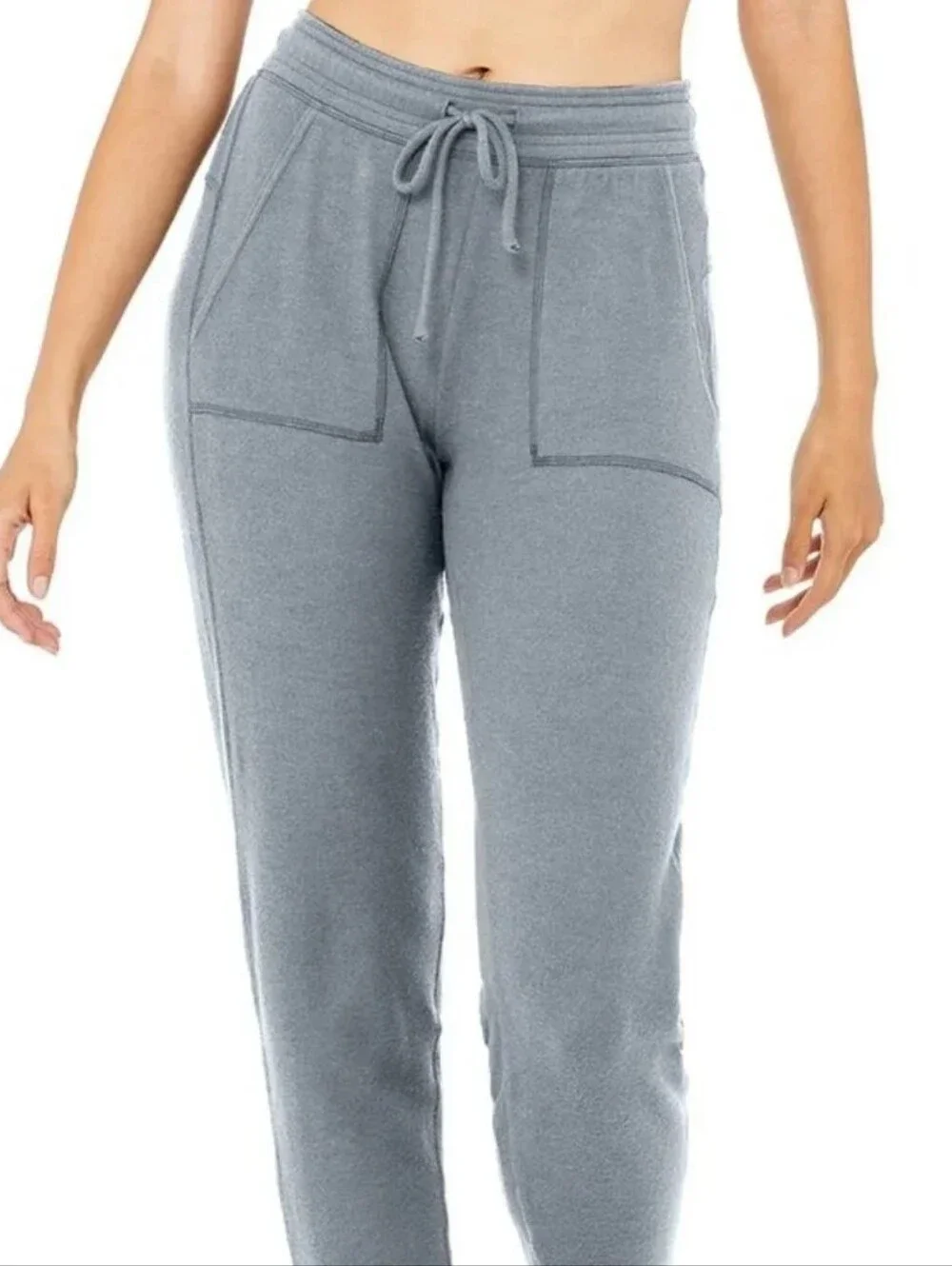 Alo Yoga Soho 2pc SET Crewneck Pullover & Jogger in Steel Blue sz Sml Med
